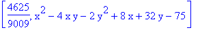 [4625/9009, x^2-4*x*y-2*y^2+8*x+32*y-75]